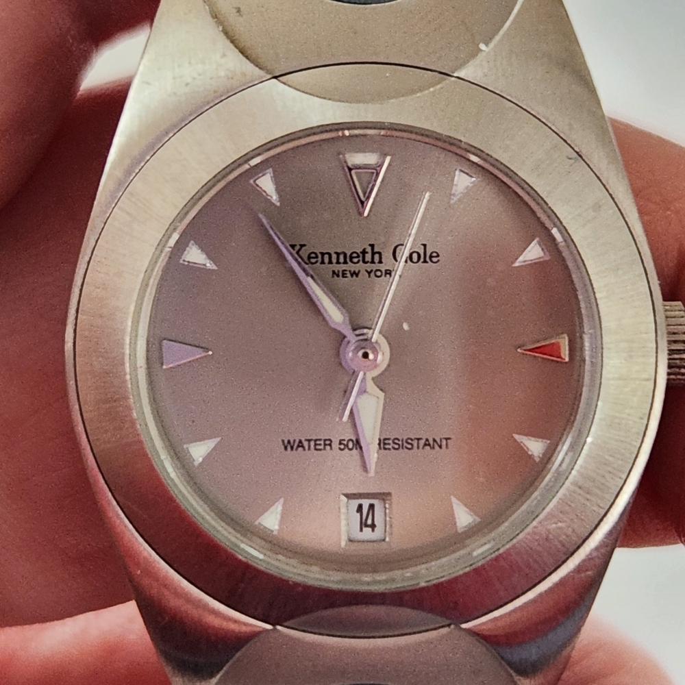 Kenneth Cole Silver Watch With Black Band